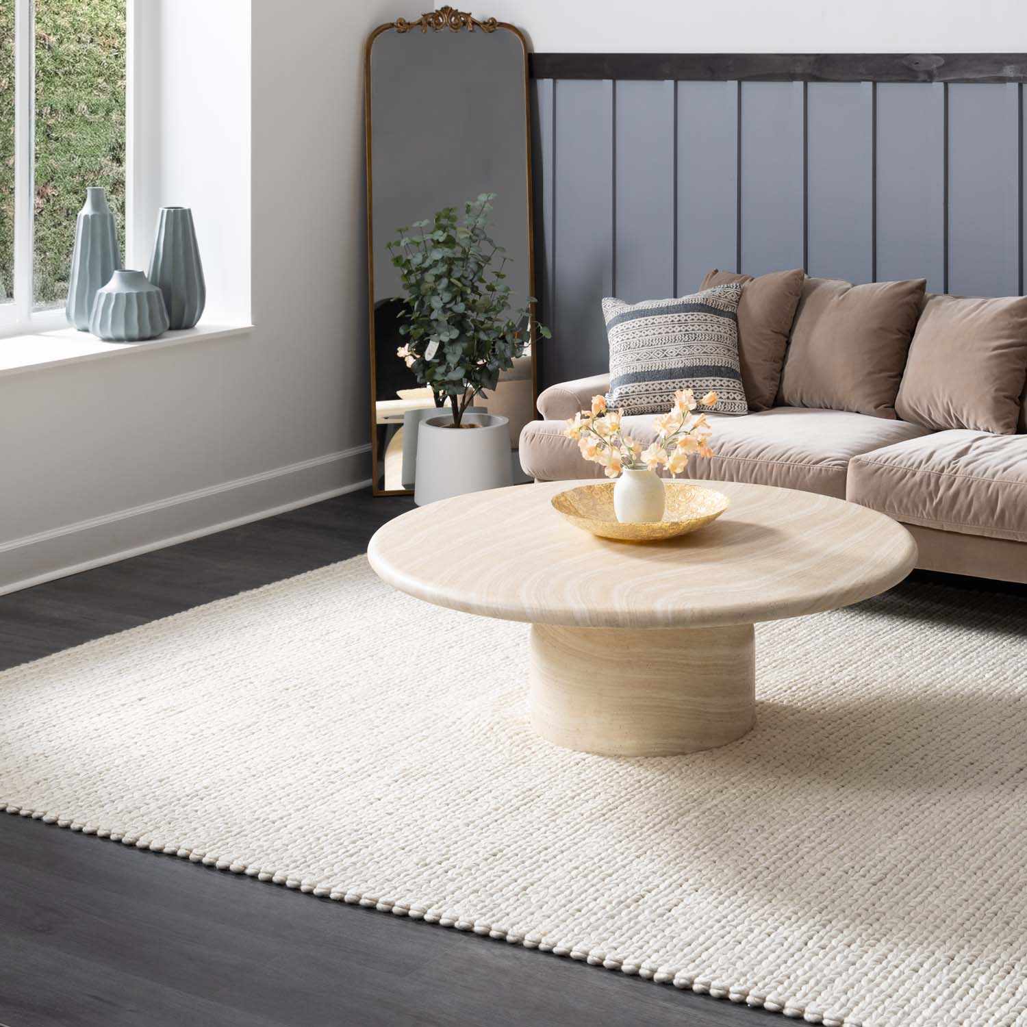 Stollings Ivory Handmade Wool Rug